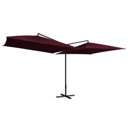 Parasol double avec mât en acier 250 x 250 cm rouge bordeaux 02_0008419