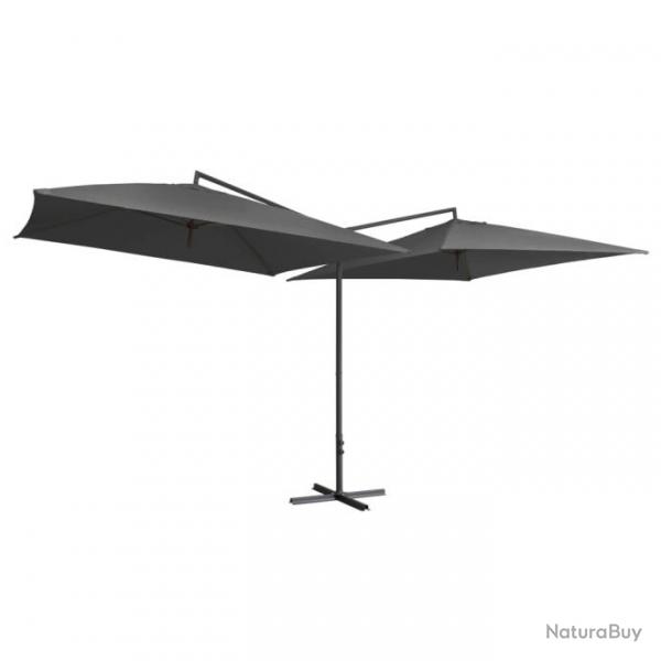 Parasol d'extrieur double avec mt en acier 250 x 250 cm anthracite 02_0008415