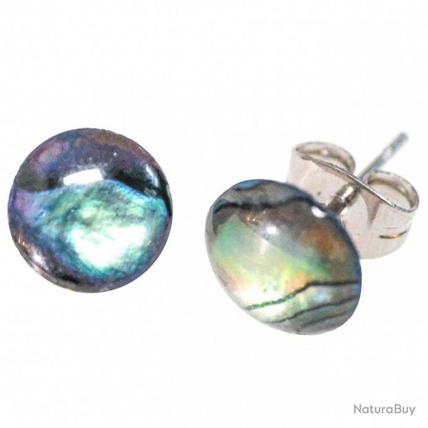 Boucles d'oreilles puce avec nacre abalone paua