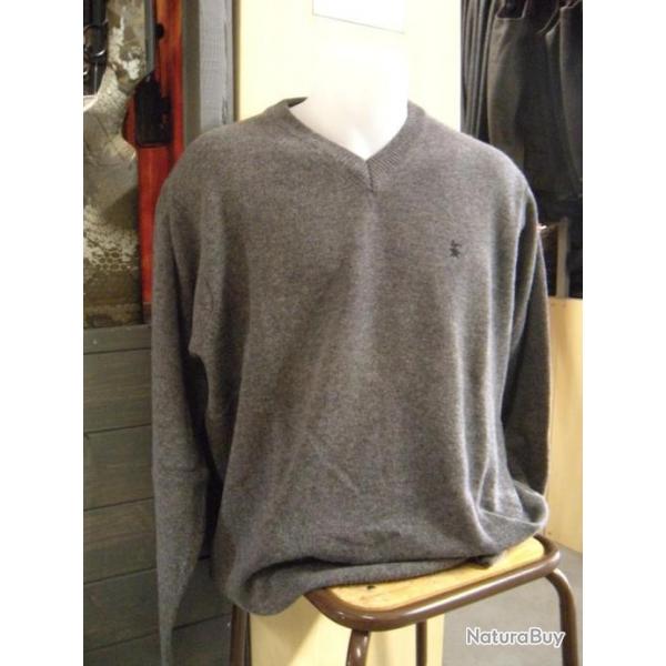 PULL LAMBSWOOL COL V LOVERGREEN GRIS , T:XL.