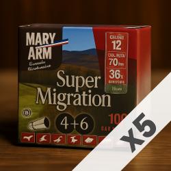 Cartouches Cal.12 Mary Arm Super Migration 36g BJ plomb n°4+6 - 500 Cartouches - PROMOTION