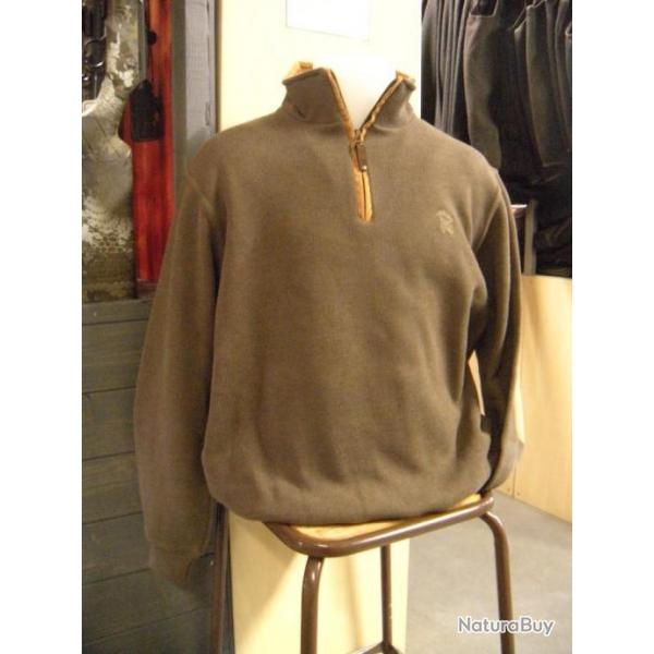 SWEAT COL ZIPPE + COUDES TAUPE  LOVERGREEN , T:L.