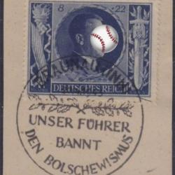 Timbre 8 Pfennig 1943 - anniversaire du chancelier Adolphe Hitler. 3e Reich Stamp Germany