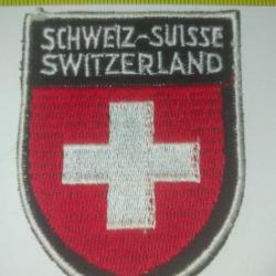Écusson tissu brodé : " SCHWEIZ - SUISSE / SWITZERLAND "