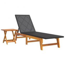 Transat chaise longue bain de soleil lit de jardin terrasse meuble d'extérieur avec table résine tr