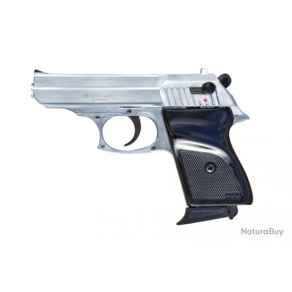 Pistolet  Blanc Ekol Lady Chrom Calibre 9mm PAK