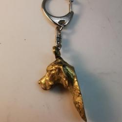 Porte clés tête de setter en bronze