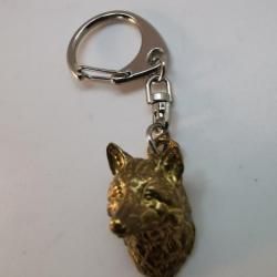 Porte clés tête de renard en bronze