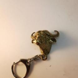 Porte clés tête de Buffle en bronze