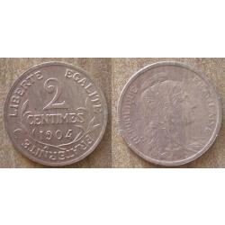 France 2 Centimes 1904 Piece Dupuis Centime De Francs Franc