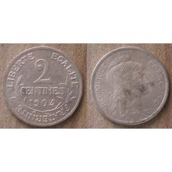 France 2 Centimes 1904 Piece Dupuis Centime De Francs Franc