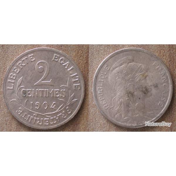 France 2 Centimes 1904 Piece Dupuis Centime De Francs Franc