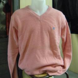 PULL LAMBSWOOL COL V LOVERGREEN , ROSE PALE , T: 3XL.