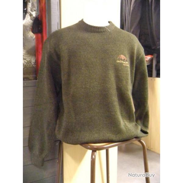 PULL COL ROND CLUB CHASSE , VERT , T: L.