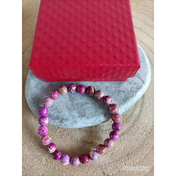 Bracelet en pierre naturelle Jaspe imprial perles 8 mm Rf : 212 avec crin ( Promo de Noel )