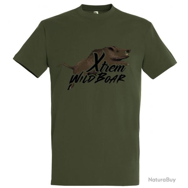 Tee-shirt enfant sanglier vert XTREM WILDBOAR-10 ans
