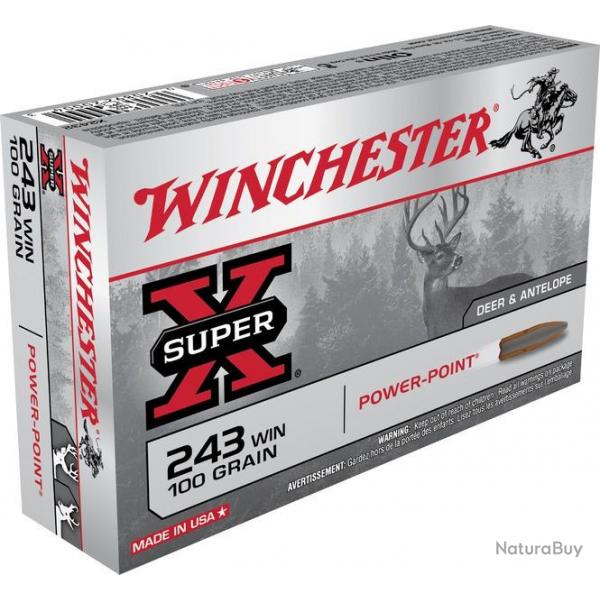 20 CARTOUCHES WINCHESTER POWER POINT 100GR CALIBRE 243W