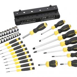 Coffret Complet Stanley 57 Pièces Vissage Divers Modèles Tournevis et Diamètre Bricolage Maison