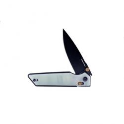 Couteau Real Steel Sacra Jade Lame Acier K110 Black Manche G10 Slider Clip RS7711NB