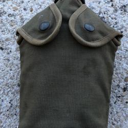 ARMEE FRANÇAISE GUERRE ALGERIE : GOURDE EN ALUMINIUM housse 1 ER MODELE ,1957