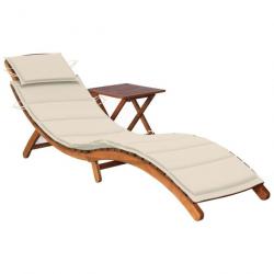 Transat chaise longue bain de soleil lit de jardin terrasse meuble d'extérieur avec table et coussi