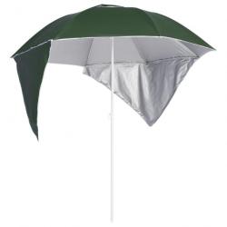 Parasol de plage avec parois latérales 215 cm vert 02_0008381