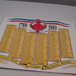 bi centenaire  1989  calendrier révolutionnaire avec la marseillaise complète avec tous ses couplets