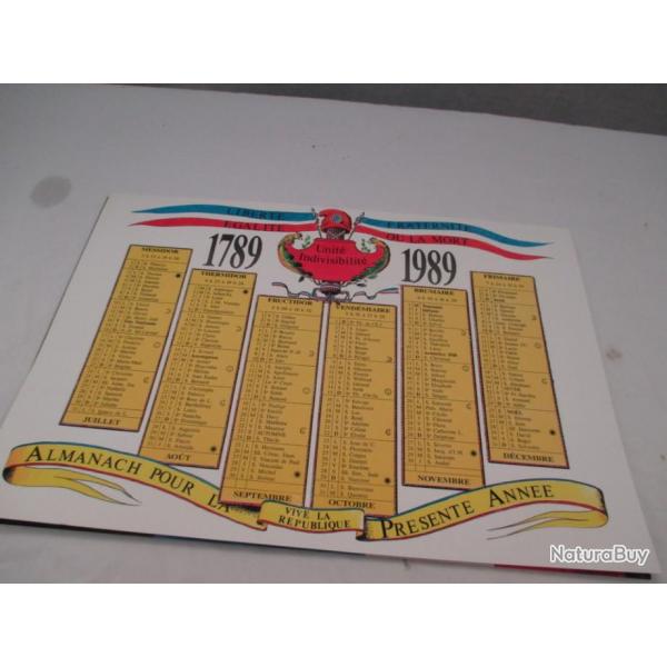 bi centenaire  1989  calendrier rvolutionnaire avec la marseillaise complte avec tous ses couplets
