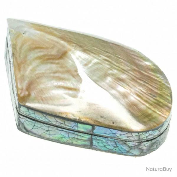 Boite  bijoux avec coquillage macabebe nacr et plaquage abalone paua