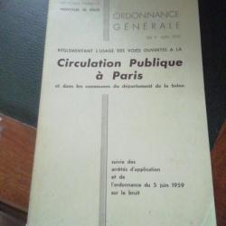 Circulation à Paris - Ordonnance de Juin 1959 -Voirie -Rues