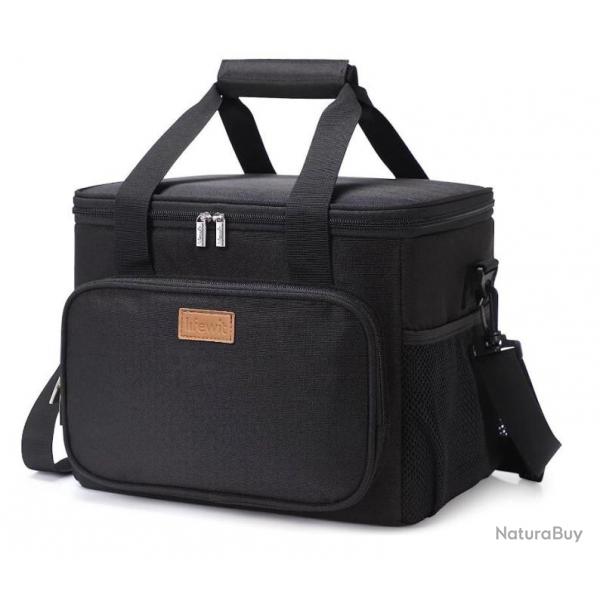 Sac Glacire Isotherme  24L Sac de Pique-Nique Portable Cooler Backpack Bag Camping Randonne Noir