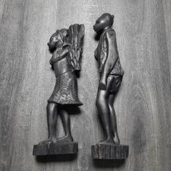 Art Africain // 2 statues en bois d'ébène // Tchad // Déco