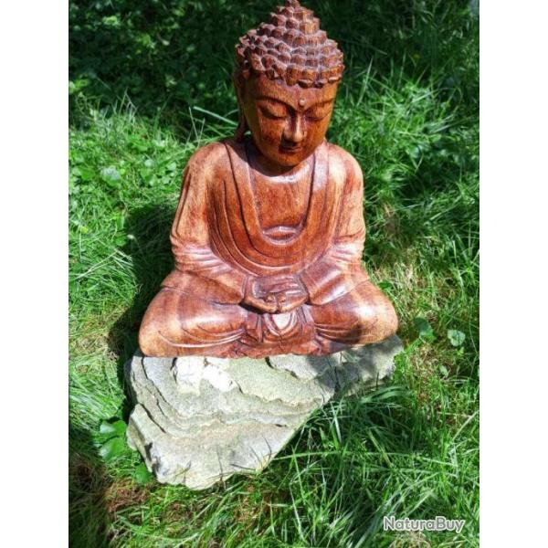 ANCIEN BOUDDHA  TOUT EN BOIS  .