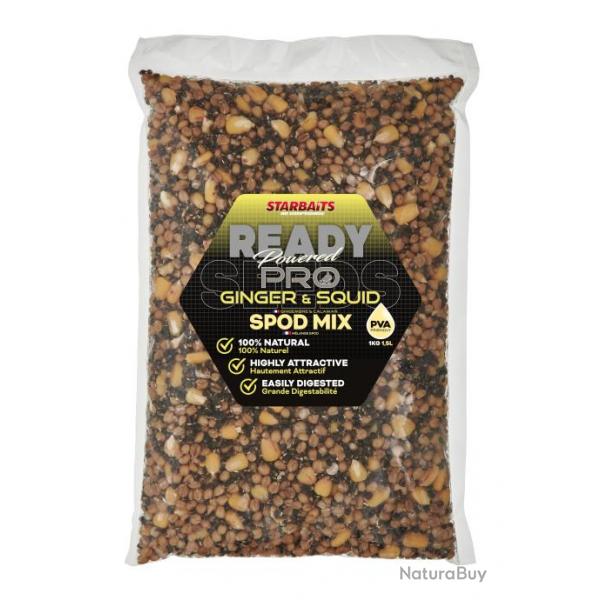 Mlange de Graine Starbaits Probiotic Ready Seeds Ginger Squid Spod Mix 1KG