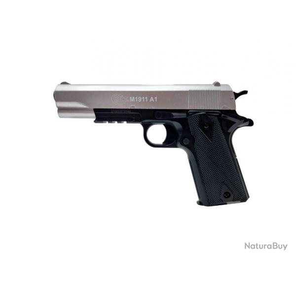 Airsoft - Colt 1911 silver et noir ressort | Cybergun (180132 | 3559961801326)