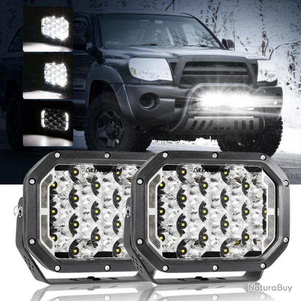 Auxbeam Feux de route blancs avec DRL - 7x5 pouces (2 pices)