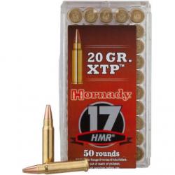 50 munitions Hornady calibre .17 HMR 20 g XTP