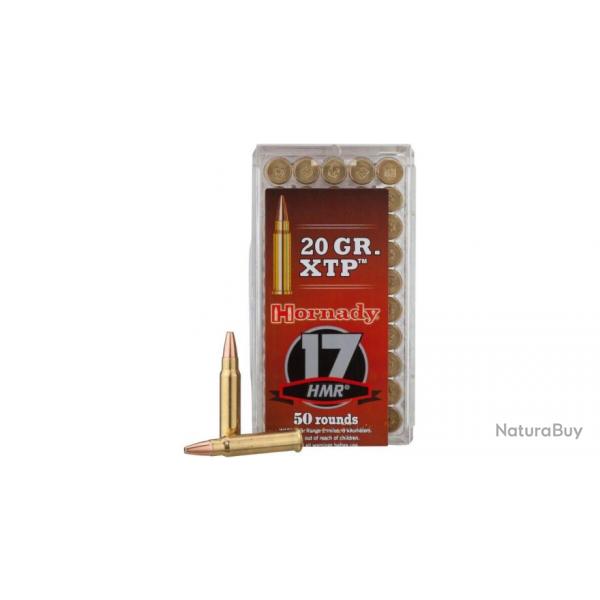 50 munitions Hornady calibre .17 HMR 20 g XTP