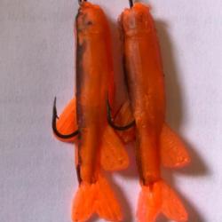 2 leurre mino rouge n1  5 cm armé Mepps peche rivière carnassier