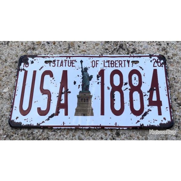 plaque tle NEW YORK STATUE OF LIBERTY USA 1884 15X31cm Immatriculation US