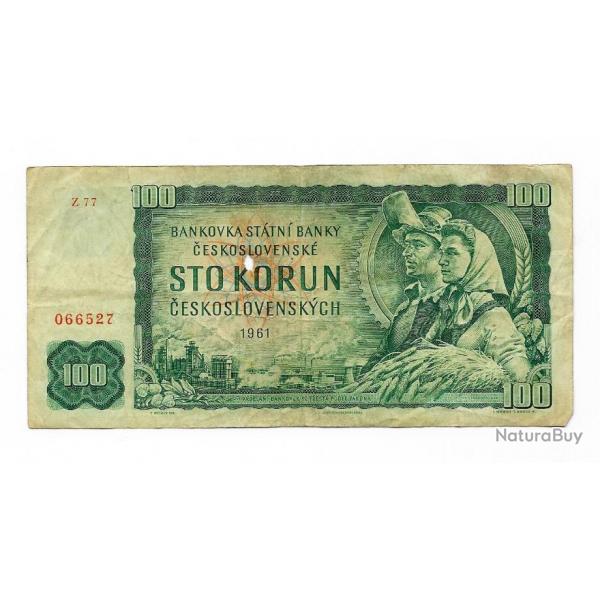 WW2/POSTWAR TCHECOSLVAQUIE BILLET MONTAIRE DE 100 KORUN  1961