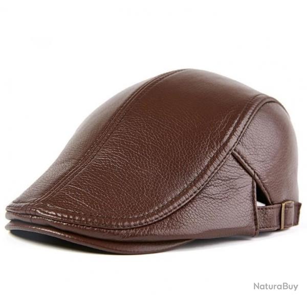 !!! LIVRAISON OFFERTE !!! Bret chapeau casquette cuir vritable marron rf 678