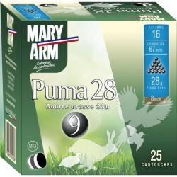 Cartouches Mary Arm Calibre 16 PUMA 28 Bourre Grasse Plombs