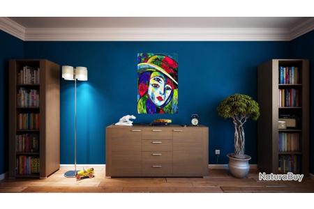 Cadre sur toile la femme abstraite au chapeau / 50x75 cm - Aquarelles  (10731663)