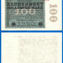 Allemagne 100000000 Mark 1923 100 Millions Marks Reichsbanknote Billet