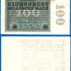 Allemagne 100000000 Mark 1923 100 Millions Marks Reichsbanknote Billet