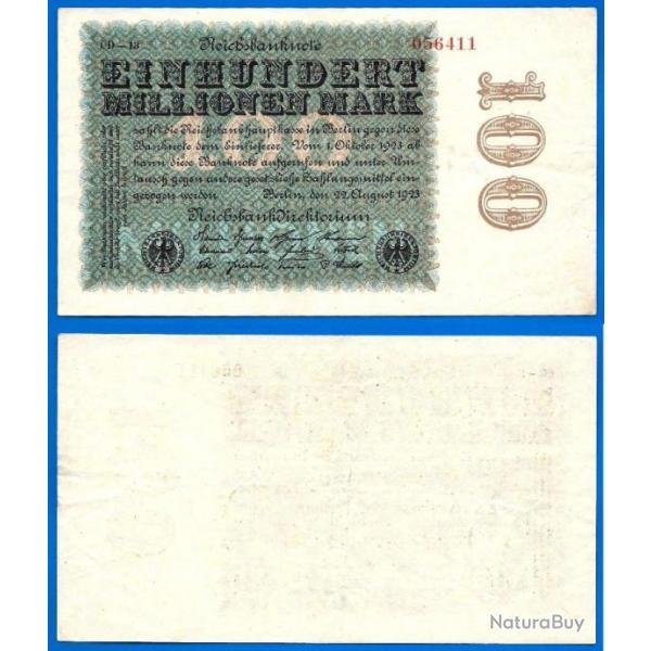 Allemagne 100000000 Mark 1923 100 Millions Marks Billet Reichsbanknote