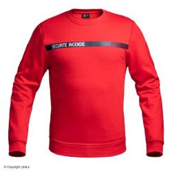 Sweat shirt Sécu One SECURITE INCENDIE rouge bande marine