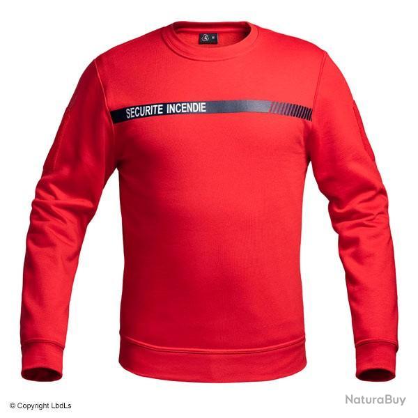 Sweat shirt Scu One SECURITE INCENDIE rouge bande marine