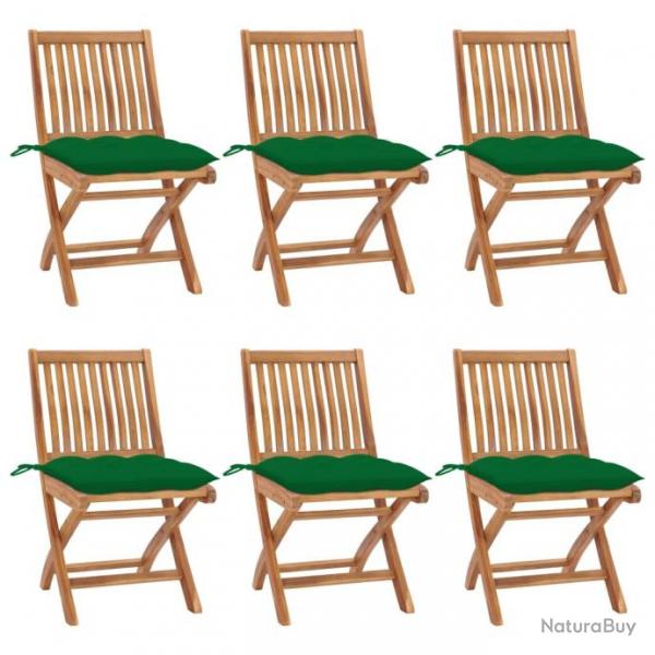 Chaises pliables de jardin avec coussins 6 pcs Bois de teck